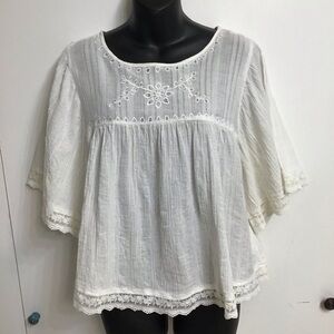 Copper Key Cream Embroidered Blouse